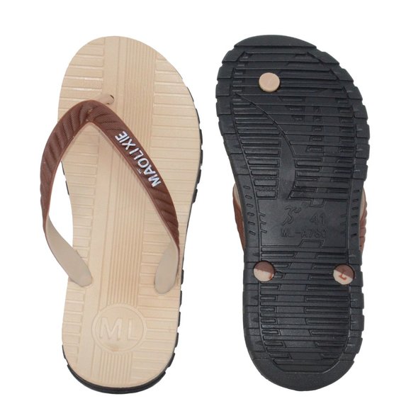 Comfort Men's Flip Flops Beach Home Outdoor Thong Sandals Apricot - Picture 5 of 5